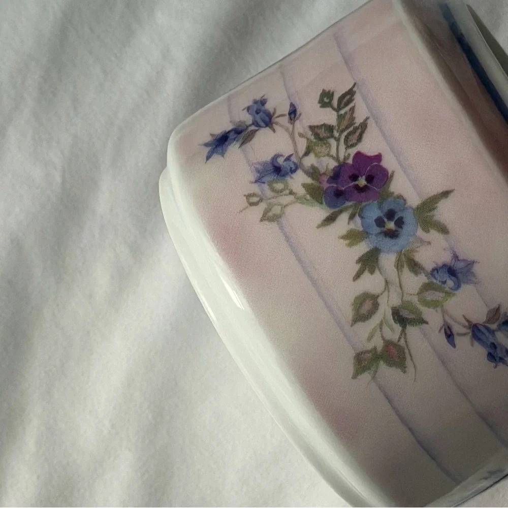 Vintage Porcelain Floral Pink Purple Valerie Pfeiffer Large Retro Y2K Sugar Jar